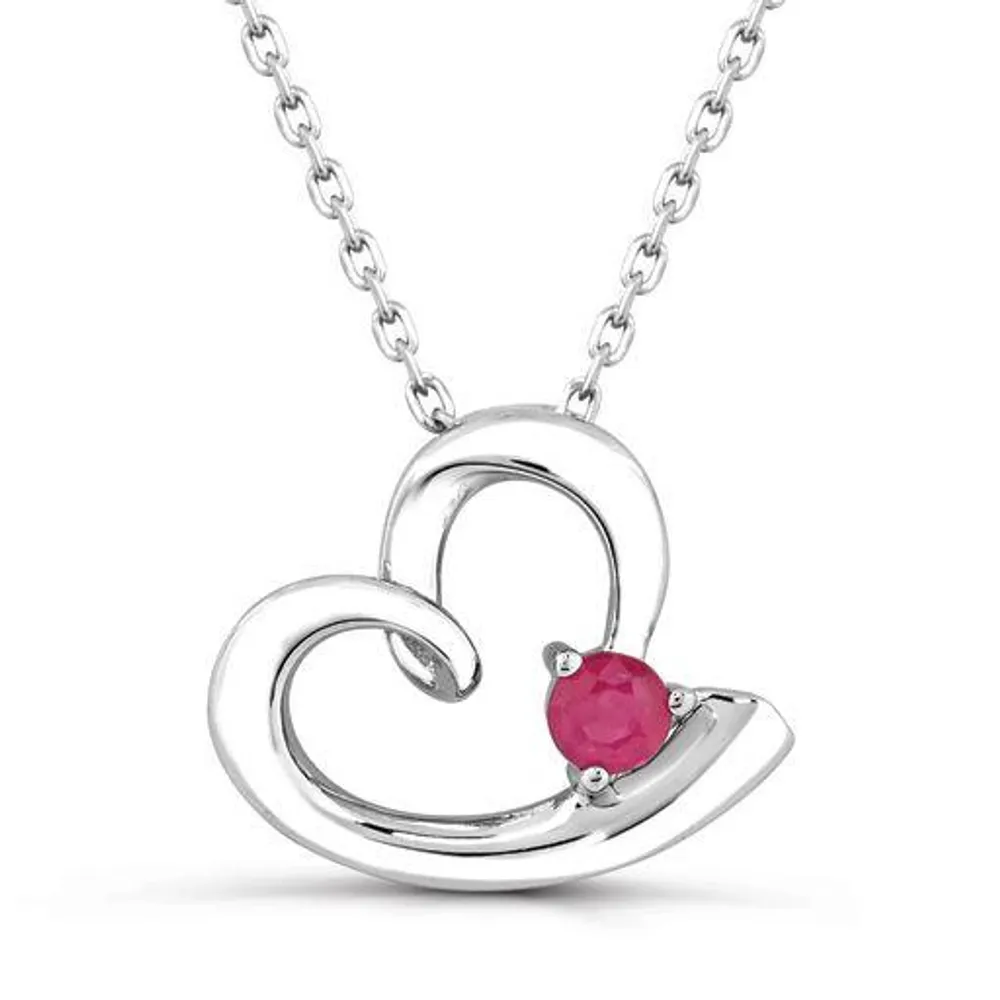 Sterling Silver Ruby Heart Pendant