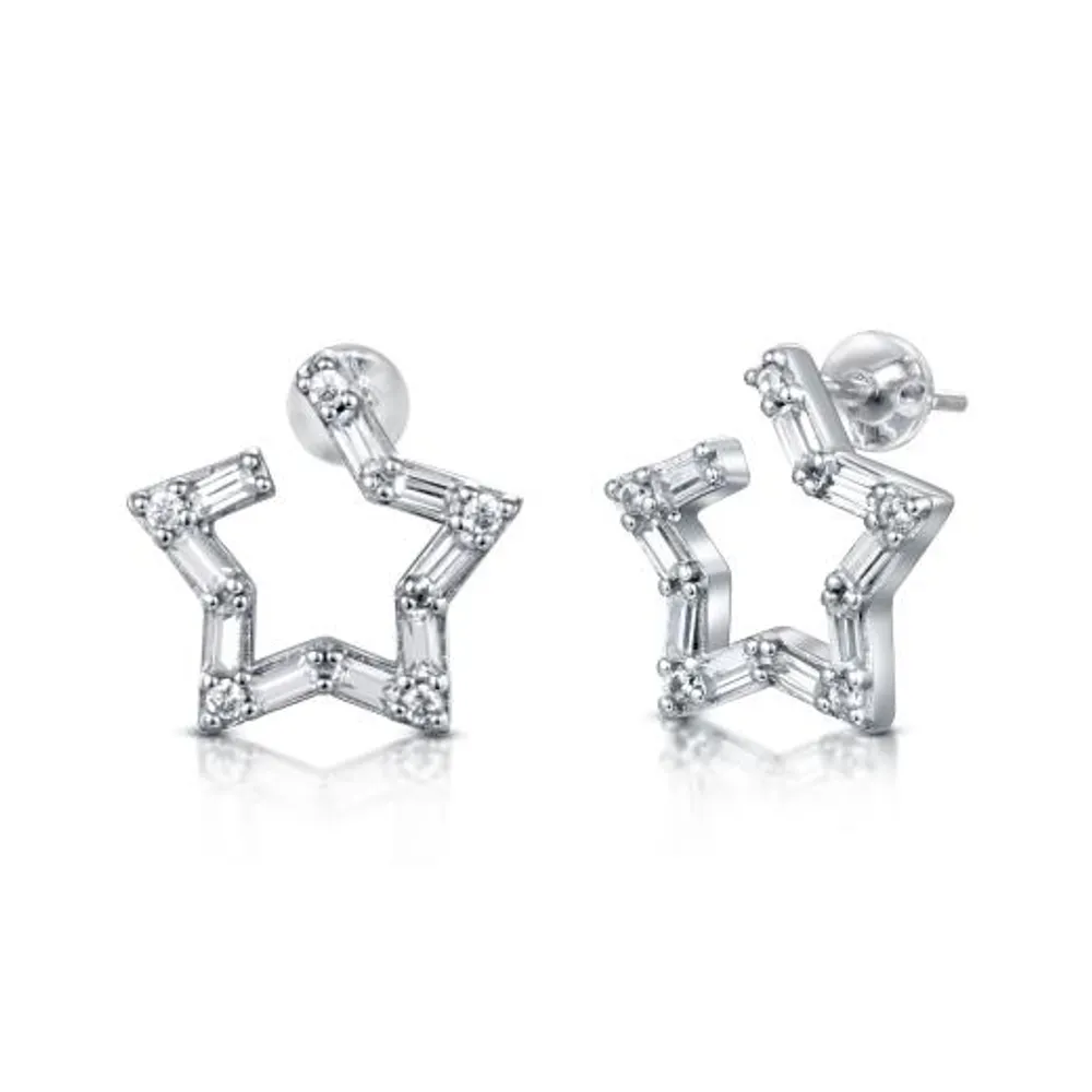 Sterling Silver Cubic Zirconia Star Earrings