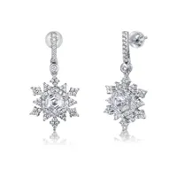 Sterling Silver Cubic Zirconia Snowflake Drop Earrings