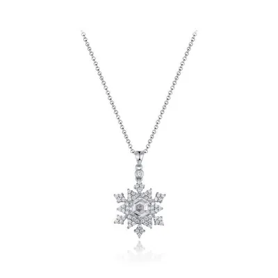 Sterling Silver Cubic Zirconia Snowflake Pendant With 19" Chain