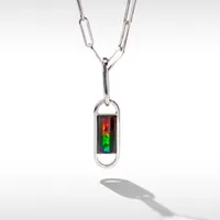 KORITE UNITY Sterling Silver Ammolite Pendant 16" with 2" Extension