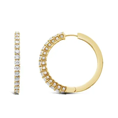 10K Yellow Gold 2.95CTW Diamond Hoop Earrings