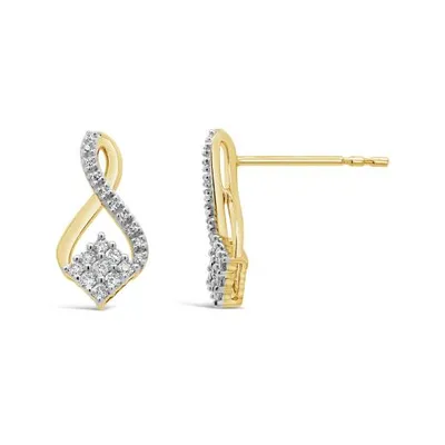 10K Yellow Gold 0.15CTW Diamond Infinity Earrings