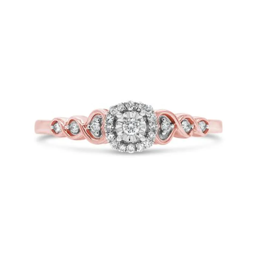 10K Rose Gold 0.10CTW Diamond Promise Ring