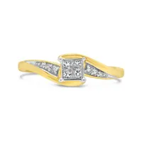 10K Yellow Gold 0.15CTW Princess Cut Diamond Promise Ring