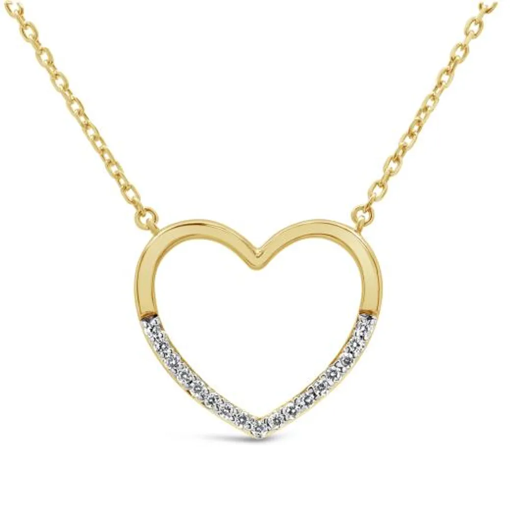 10K Yellow Gold 0.07CTW Diamond Heart Necklace
