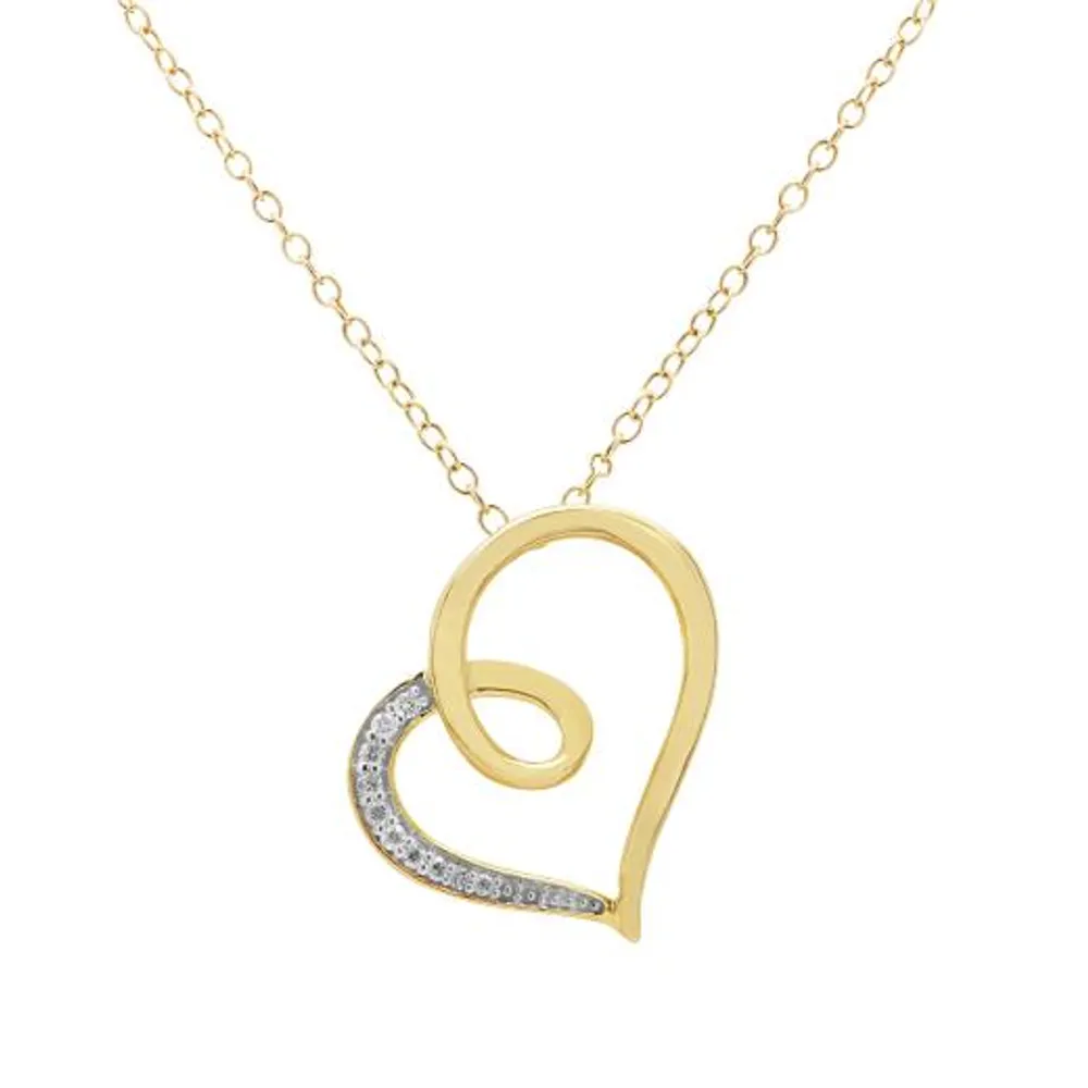 10K Yellow Gold Diamond Heart Pendant