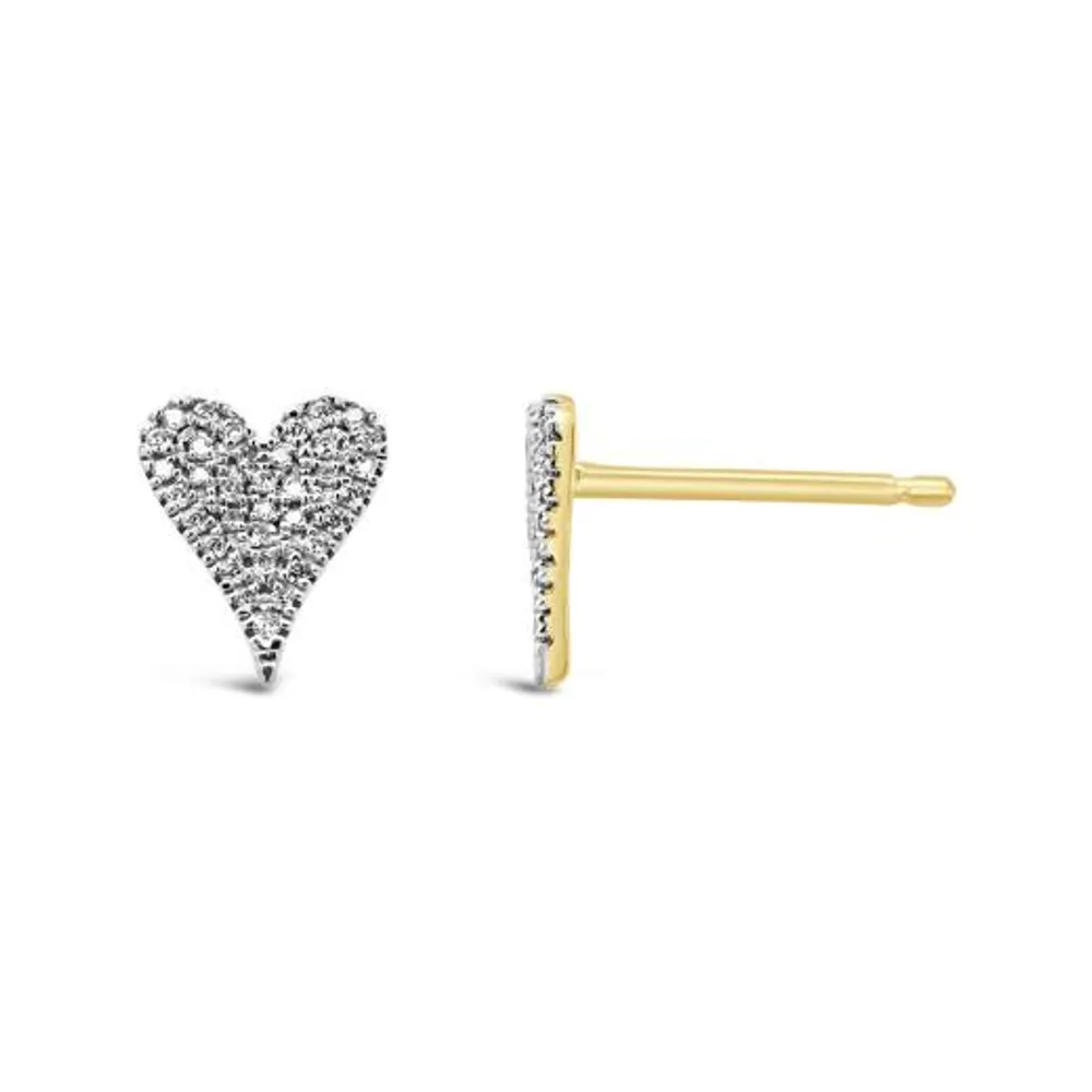 10K Yellow Gold 0.10CTW Diamond Heart Shaped Earrings