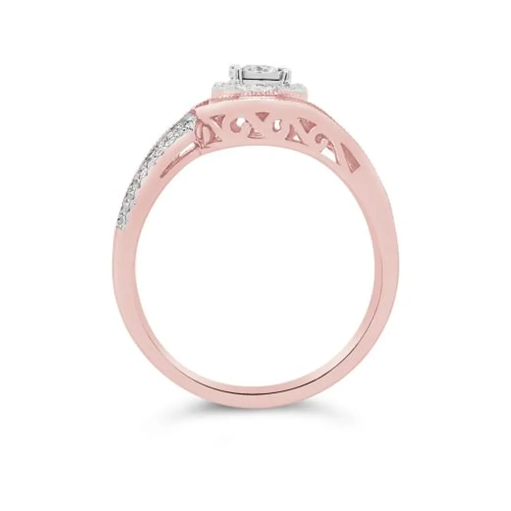 10K Rose Gold 0.30CTW Diamond Bridal Set