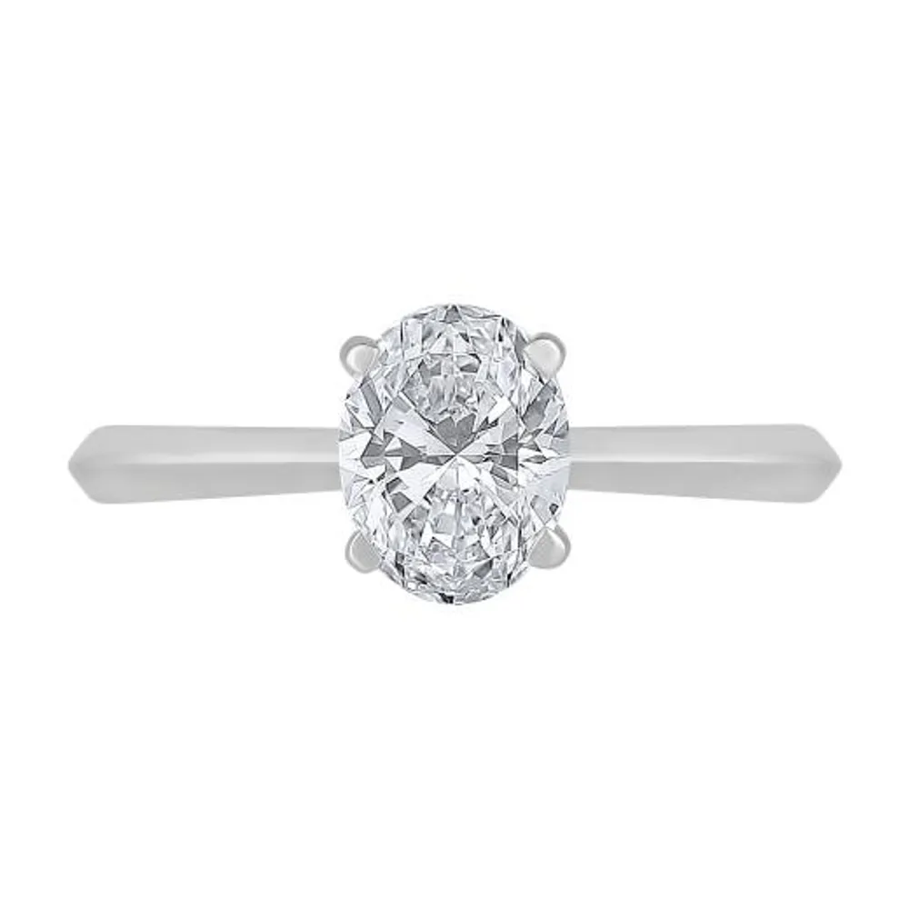 New Brilliance 14K White Gold Lab Grown 1.00CT Oval Diamond Solitaire Ring