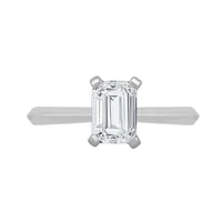 New Brilliance 14K White Gold Lab Grown 1.00CT Emerald Diamond Solitaire Ring