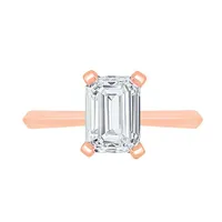 New Brilliance 14K Rose Gold Lab Grown 1.00CT Emerald Diamond Solitaire Ring