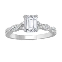 New Brilliance 14K White Gold Lab Grown 1.23CTW Emerald Diamond Bridal Ring