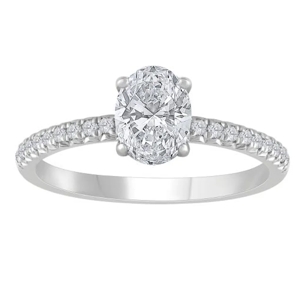 New Brilliance 14K White Gold Lab Grown 1.28CTW Oval Diamond Solitaire Ring