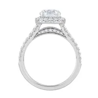 New Brilliance 14K White Gold Lab Grown 3.00CTW Oval Diamond Halo Ring