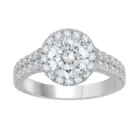 New Brilliance 14K White Gold Lab Grown 3.00CTW Diamond Halo Ring