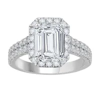 New Brilliance 14K White Gold Lab Grown 2.93CTW Emerald Diamond Halo Ring