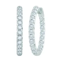 10K White Gold 2.00CTW Diamond Inside Out Hoop Earrings