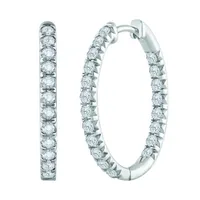 10K White Gold 2.00CTW Diamond Inside Out Hoop Earrings