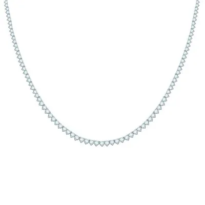 14K White Gold 7.01CTW Tennis Diamond Necklace