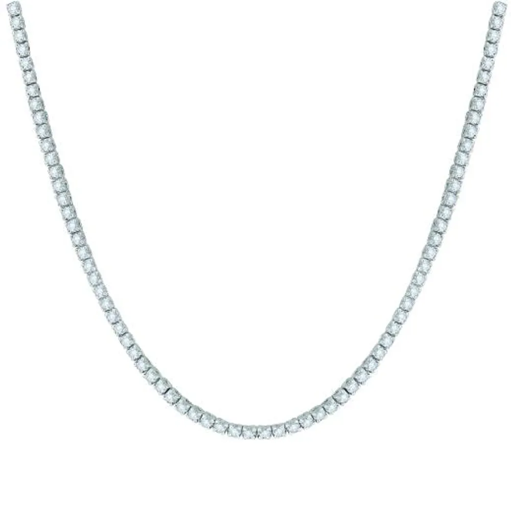 14K White Gold 7.01CTW Diamond Tennis Necklace