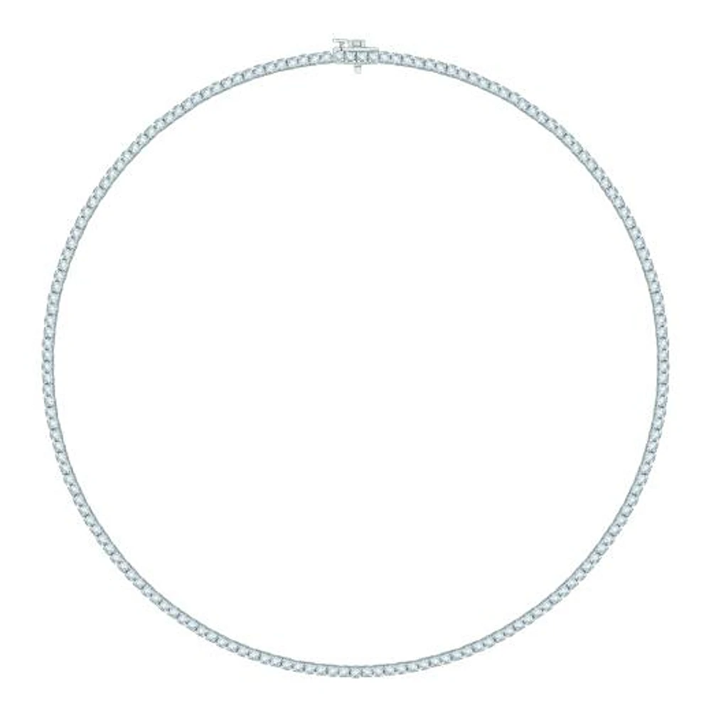 14K White Gold 7.01CTW Diamond Tennis Necklace