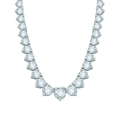 14K White Gold 7.03CTW Diamond Riviera Necklace
