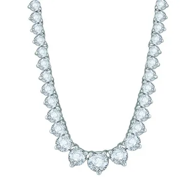 14K White Gold 10.00CTW Diamond Riviera Necklace