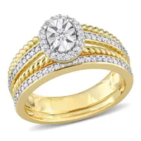 Julianna B Yellow Plated Sterling Silver 0.33CTW Diamond Bridal Set