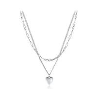 Sterling Silver 16"-18" Adjustable Layered Heart Necklace