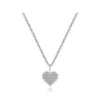 Sterling Silver 16"-18" Adjustable Cubic Zirconia Heart Pendant