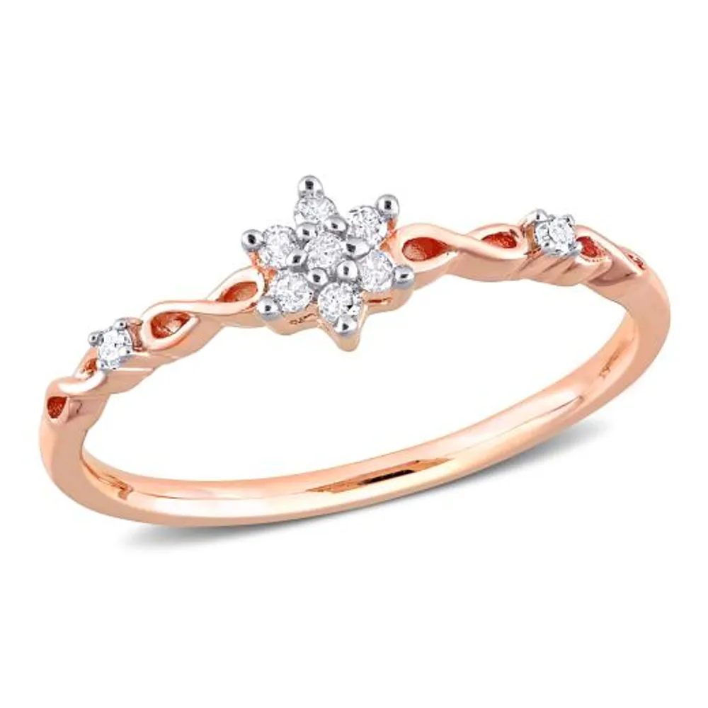 Julianna B Rose Plated Sterling Silver Diamond Promise Ring