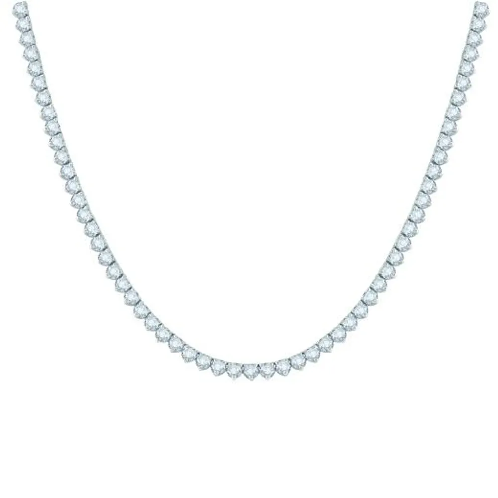 14K White Gold 7.01CTW Diamond Tennis Necklace