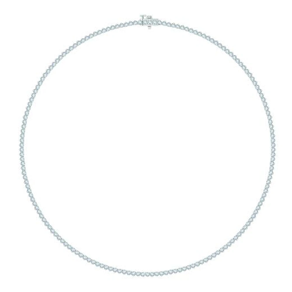 14K White Gold 7.01CTW Diamond Tennis Necklace