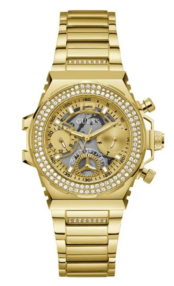 Guess Women's Gold Tone Glitz Link Watch