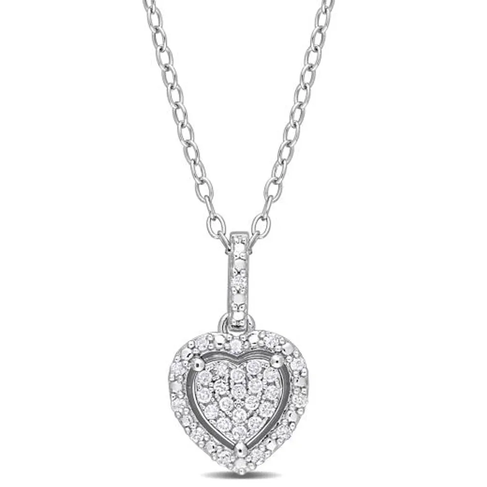 Julianna B Sterling Silver 0.15CTW Diamond Heart Pendant