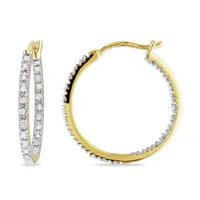 Julianna B Yellow Plated Sterling Silver 0.25CTW Diamond Hoop Earrings