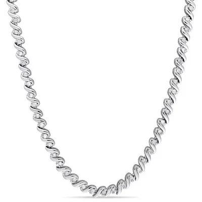 Julianna B Sterling Silver 1.05CTW Diamond Tennis Necklace