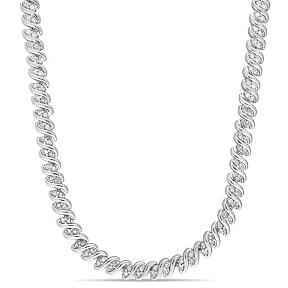 Julianna B Sterling Silver 1.98CTW Diamond Tennis Necklace