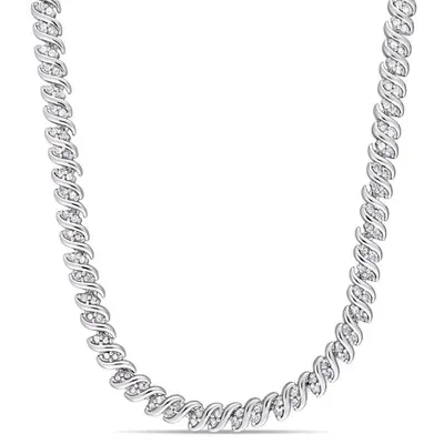 Julianna B Sterling Silver 1.98CTW Diamond Tennis Necklace