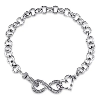 Julianna B Sterling Silver Diamond Link Infinity Bracelet