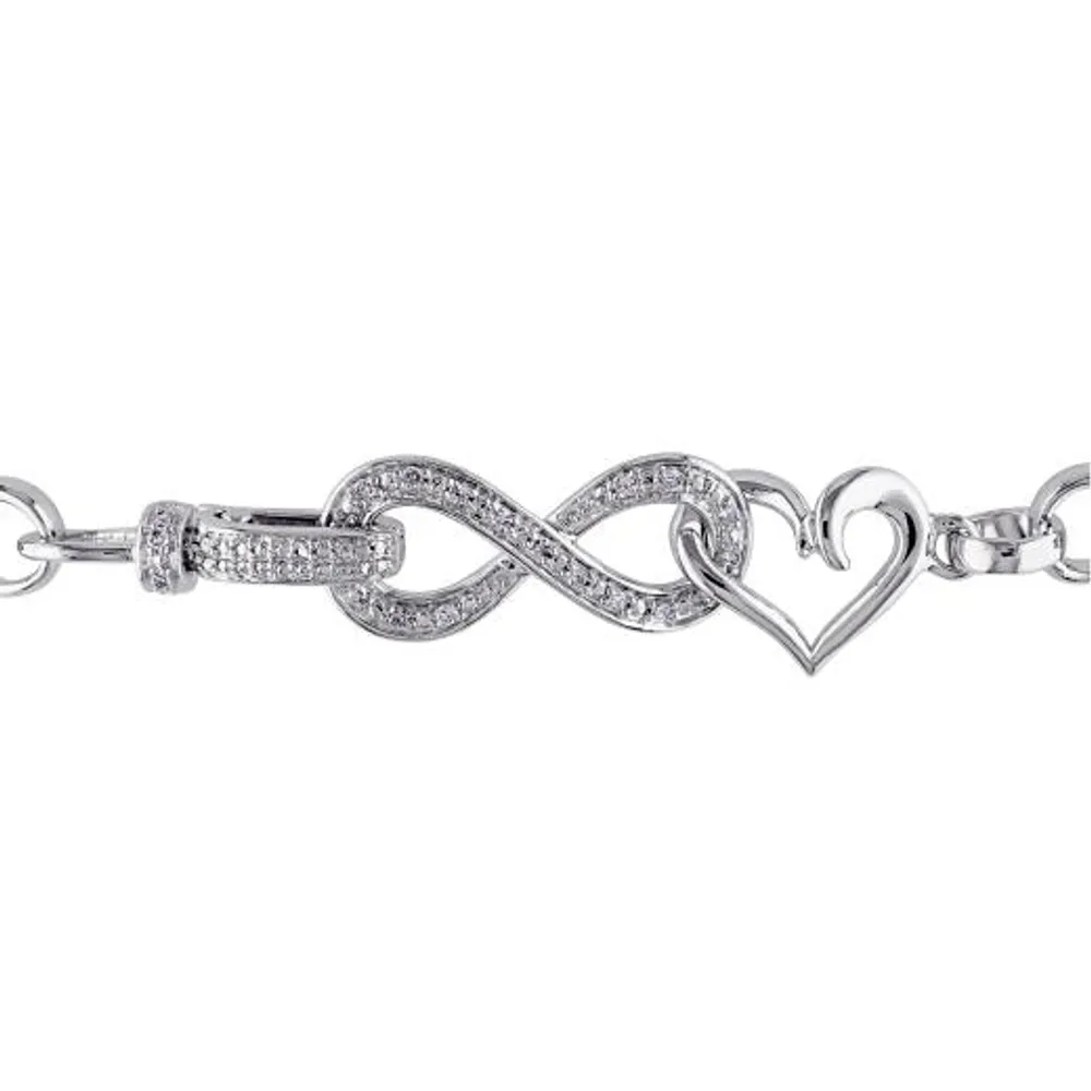 Julianna B Sterling Silver Diamond Link Infinity Bracelet