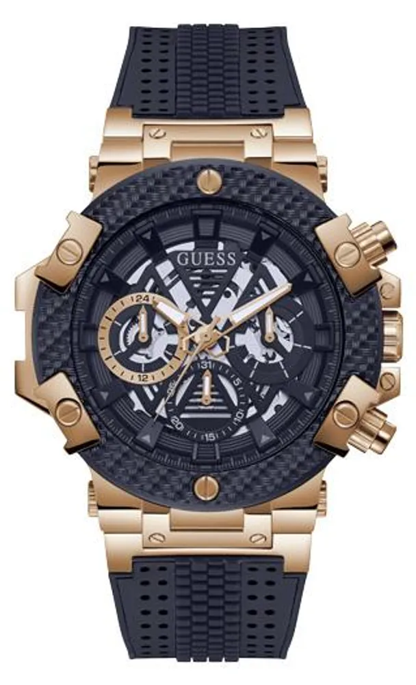 Guess Men's Rose Gold-Tone & Navy Watch