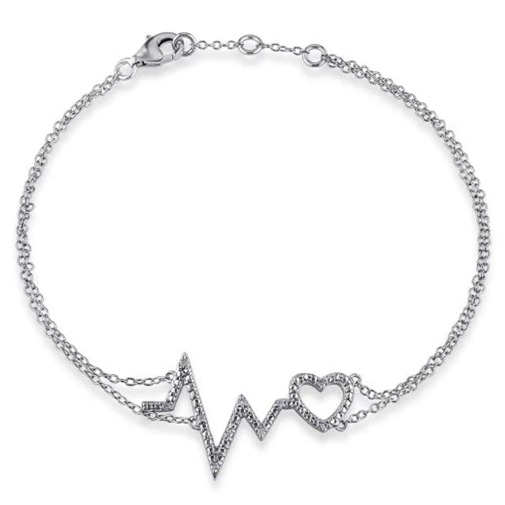 Julianna B Sterling Silver Diamond Heartbeat Bracelet