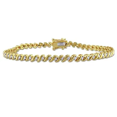 Julianna B Yellow Plated Sterling Silver 0.50CTW Diamond Tennis Bracelet