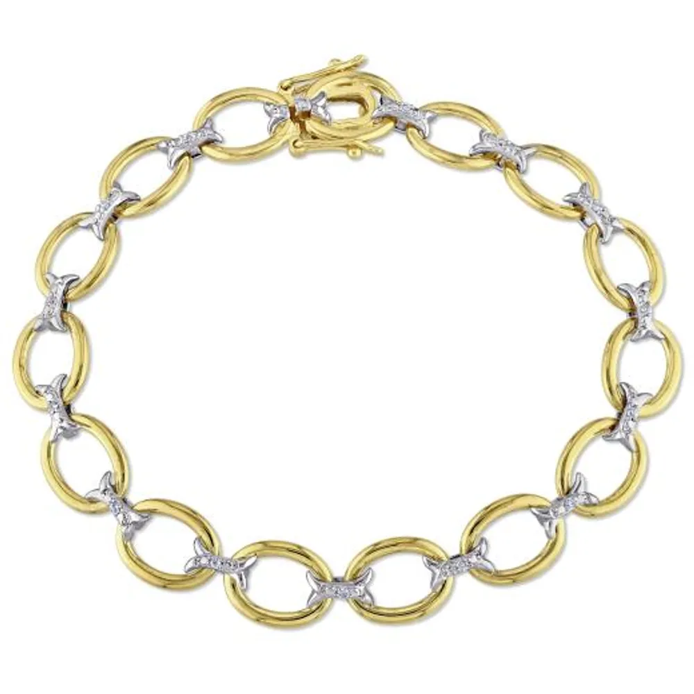 Julianna B Yellow Plated Sterling Silver 0.10CTW Diamond Link Bracelet