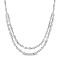 Julianna B Sterling Silver 0.98CTW Diamond Double Layer Necklace