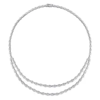 Julianna B Sterling Silver 0.98CTW Diamond Double Layer Necklace