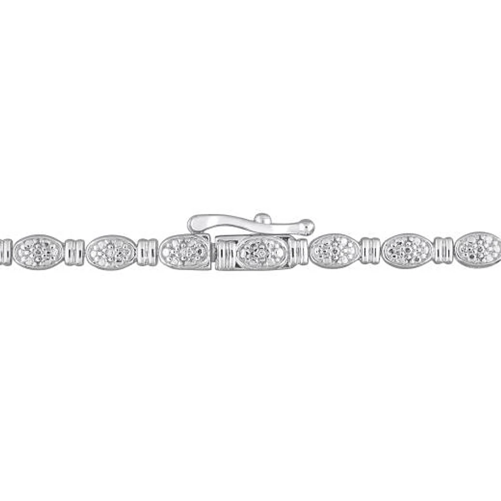 Julianna B Sterling Silver 0.98CTW Diamond Double Layer Necklace