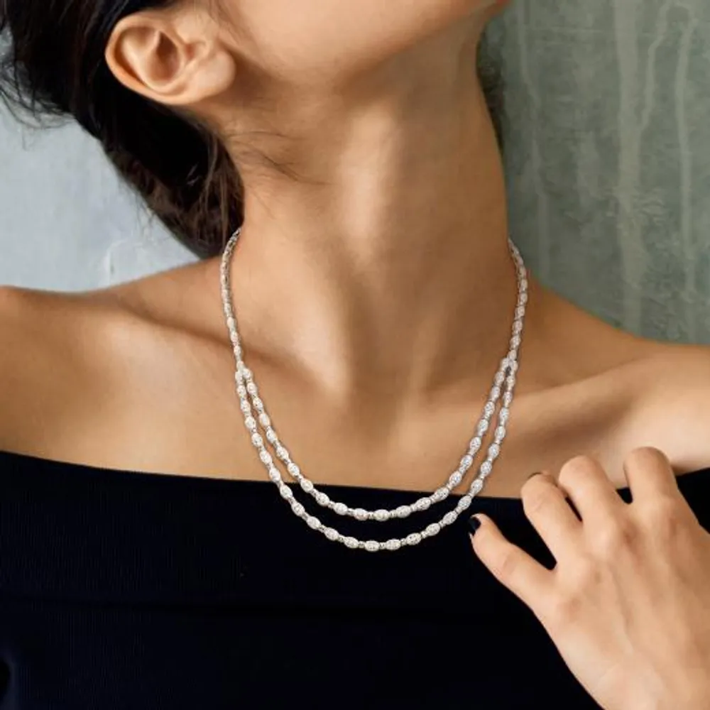 Julianna B Sterling Silver 0.98CTW Diamond Double Layer Necklace